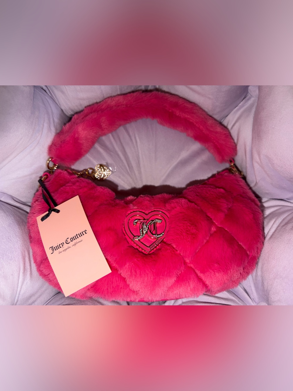 Juicy Couture Hot Pink Let’s Get Cozy Shoulder Bag